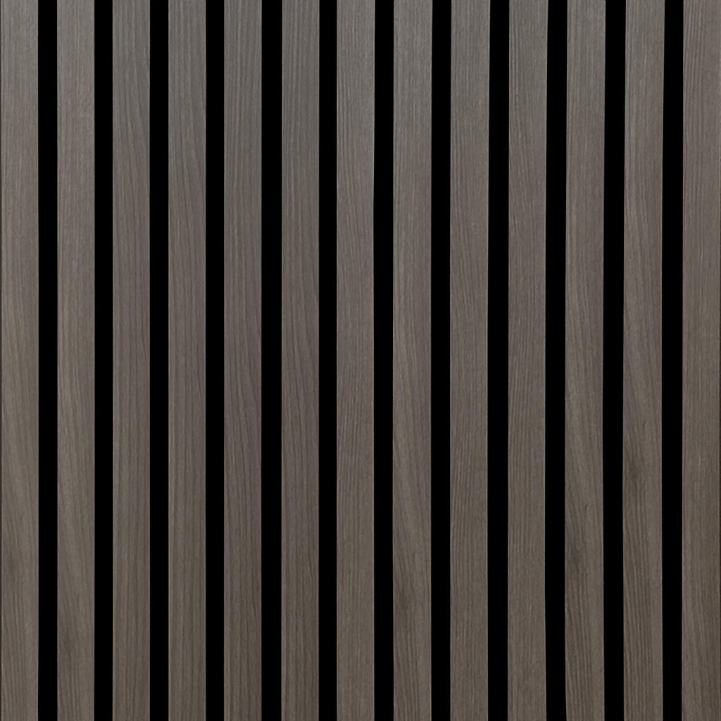 Close-up of a Grey Acoustic Slatwall Panel available from the Door Store