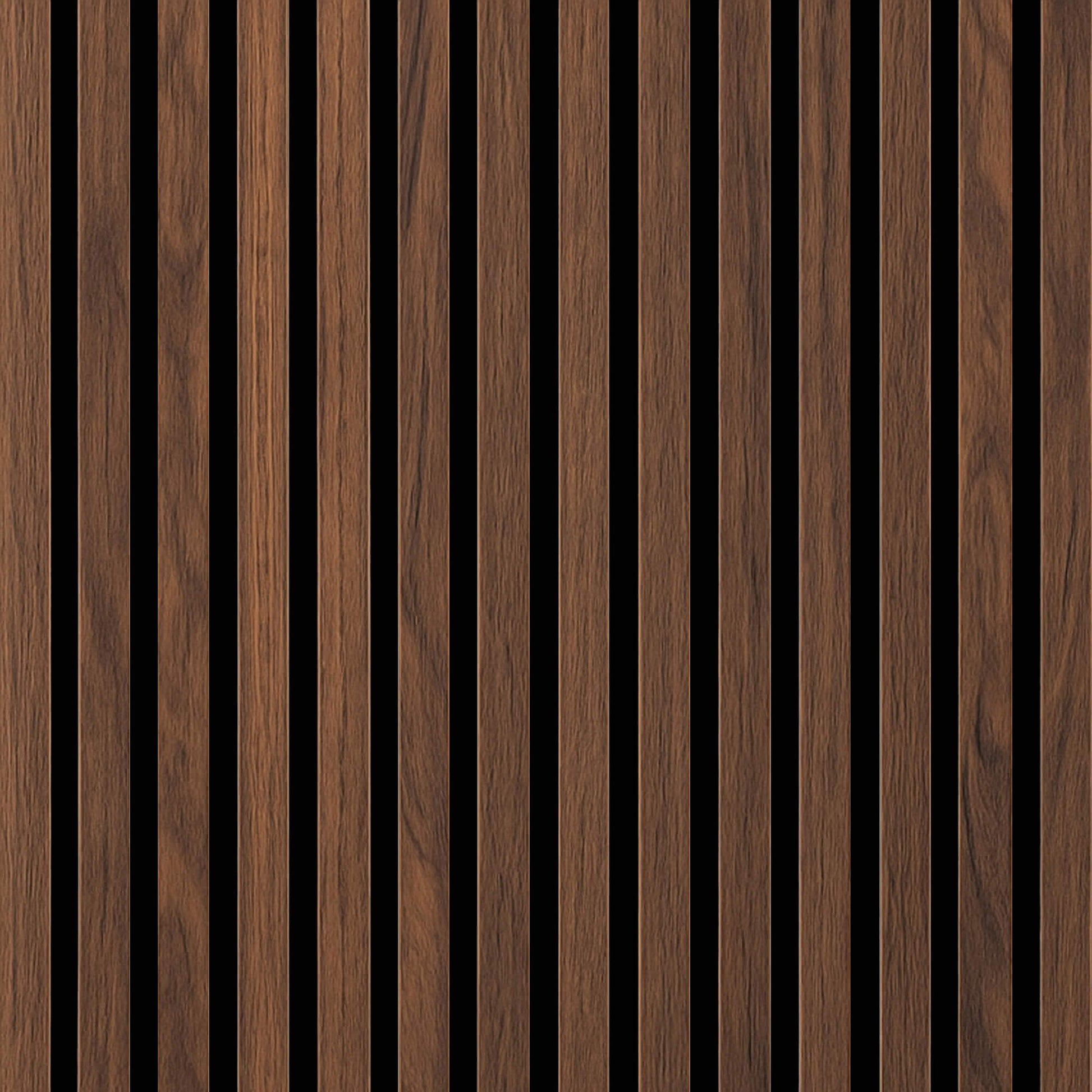 Close-up of a Walnut Acoustic Slatwall Panel available from the Floor Store