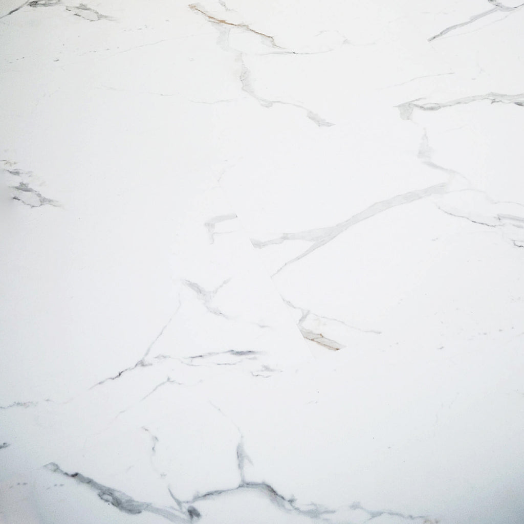 Close-up of the veins of a Bianco Marble Rigid LVT Floor Tile