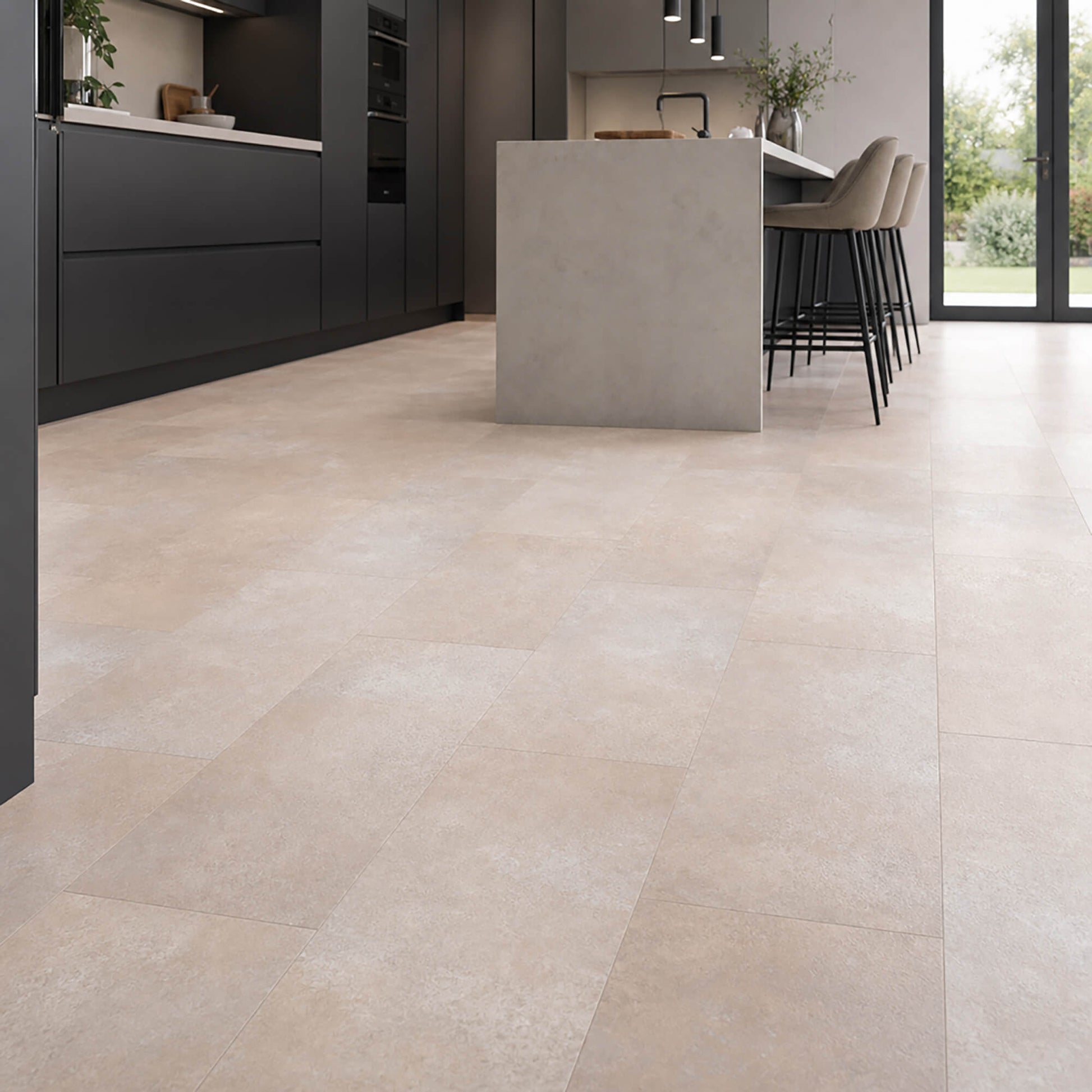  Chianti Rigid LVT floor tiles in a home kitchen setting.