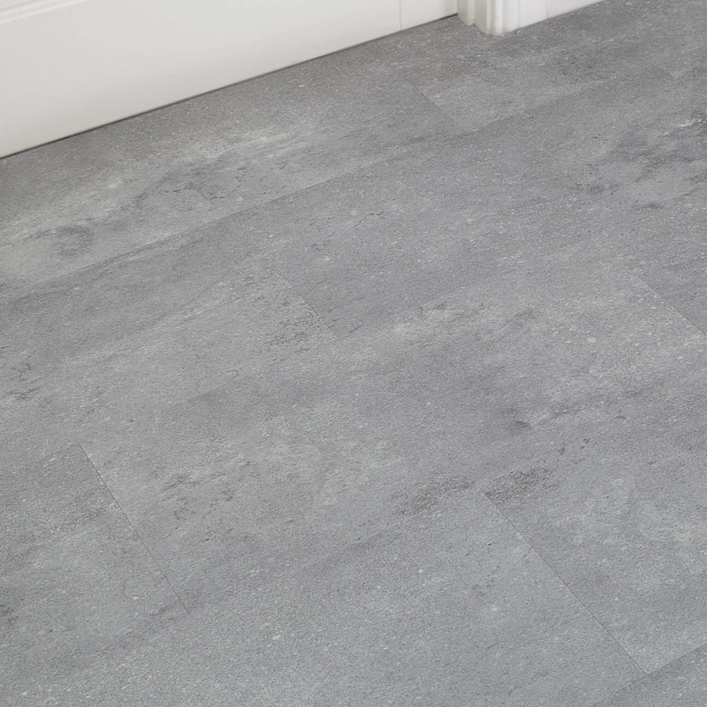 Claros Grey Rigid LVT Tile Flooring in a home setting