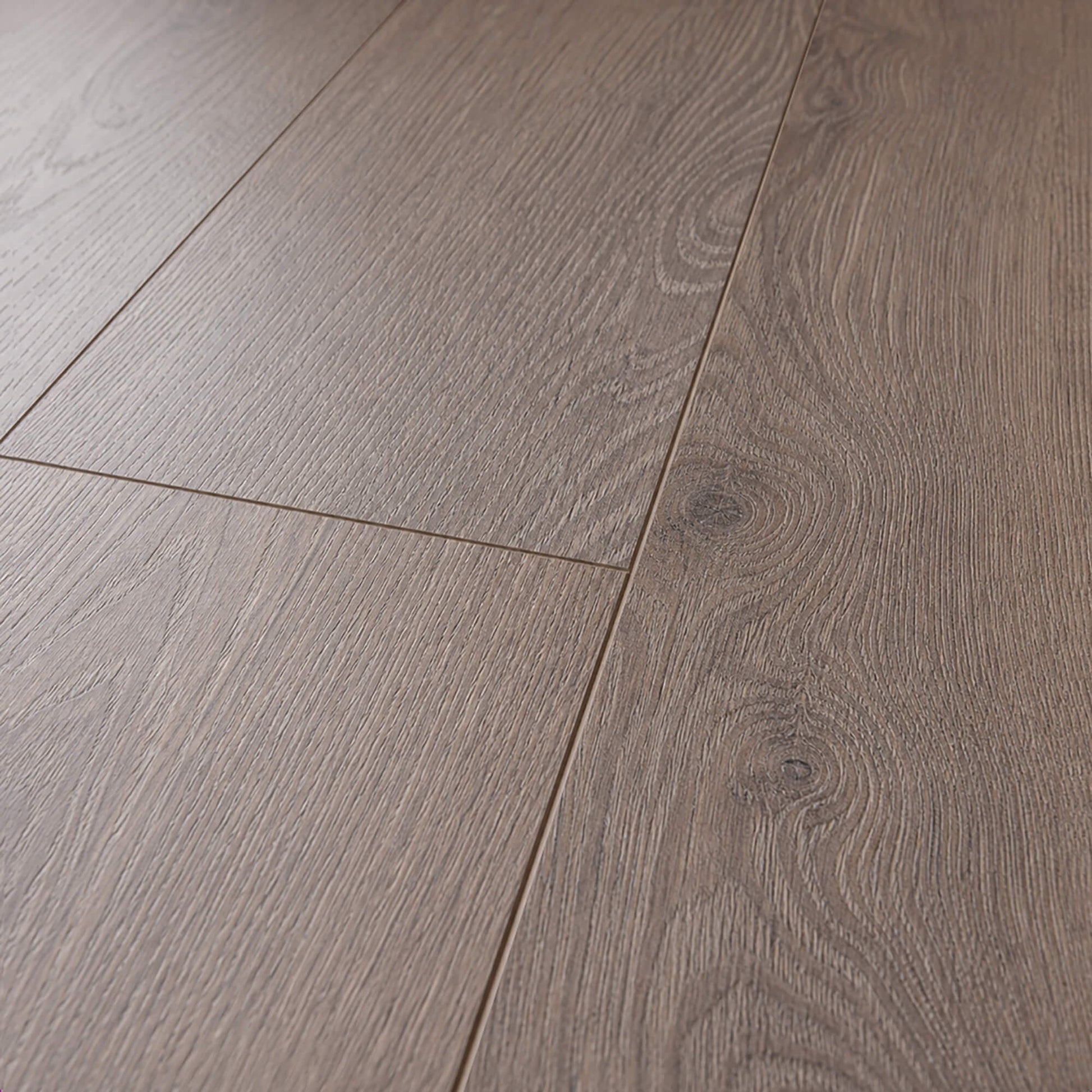 Close-up of the grain and texture of Everglades Oak Country laminate flooring.