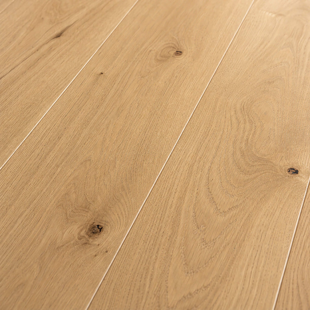 Close-up of Natural Oak UV Oiled 150mm engineered wood flooring with visible grain and texture.