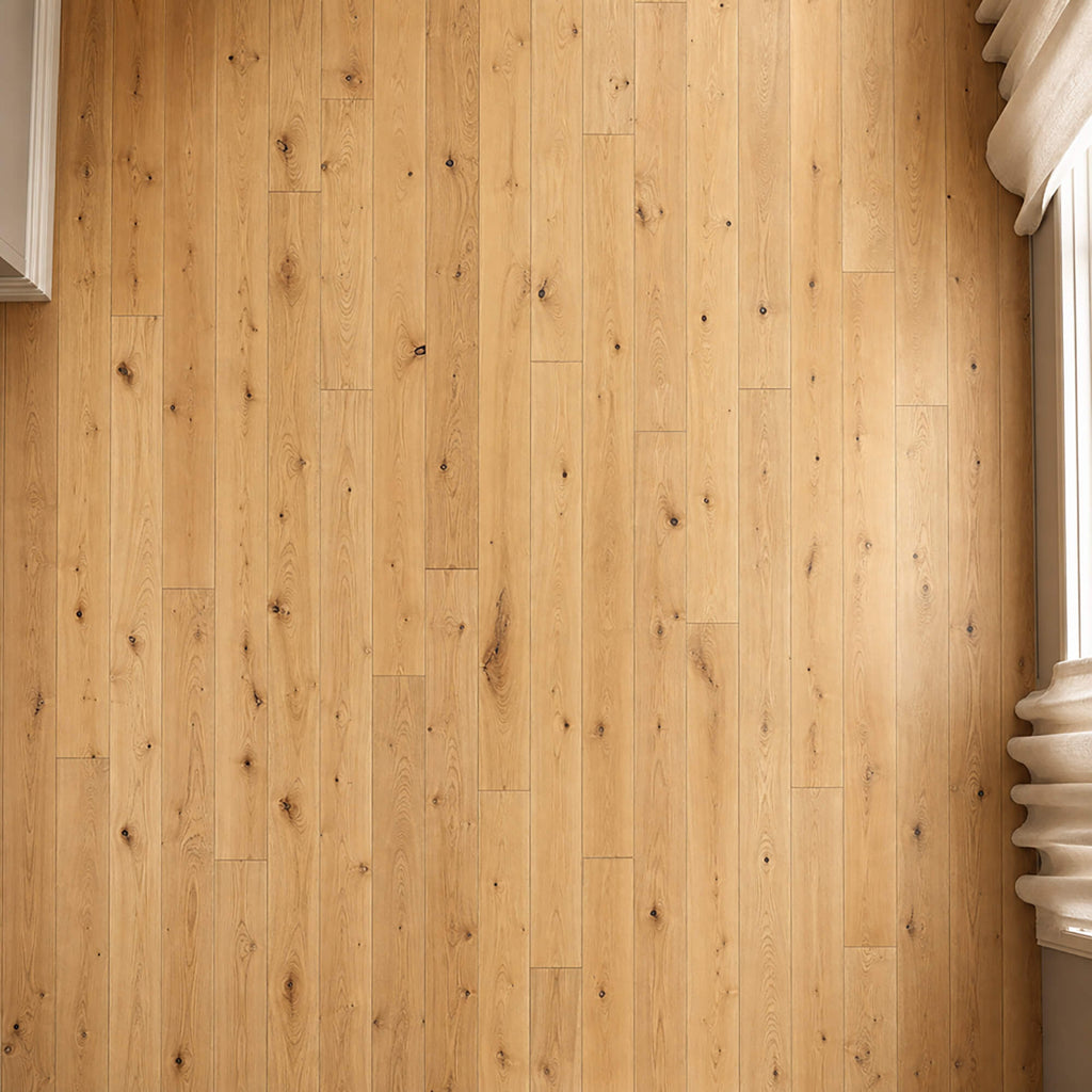 Elevated view of Natural Oak UV Oiled 150mm engineered wood flooring.