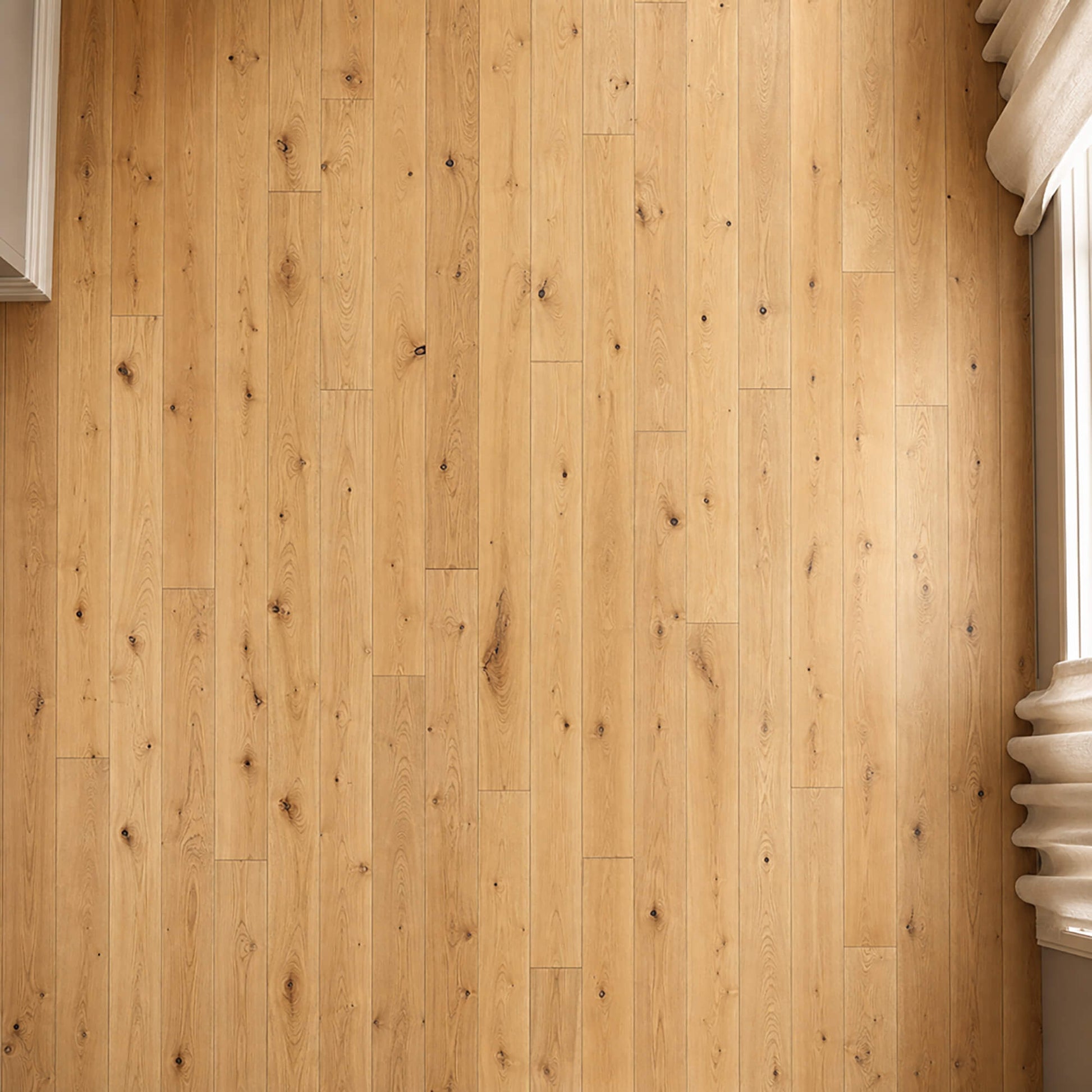 Elevated view of Natural Oak UV Oiled 150mm engineered wood flooring.