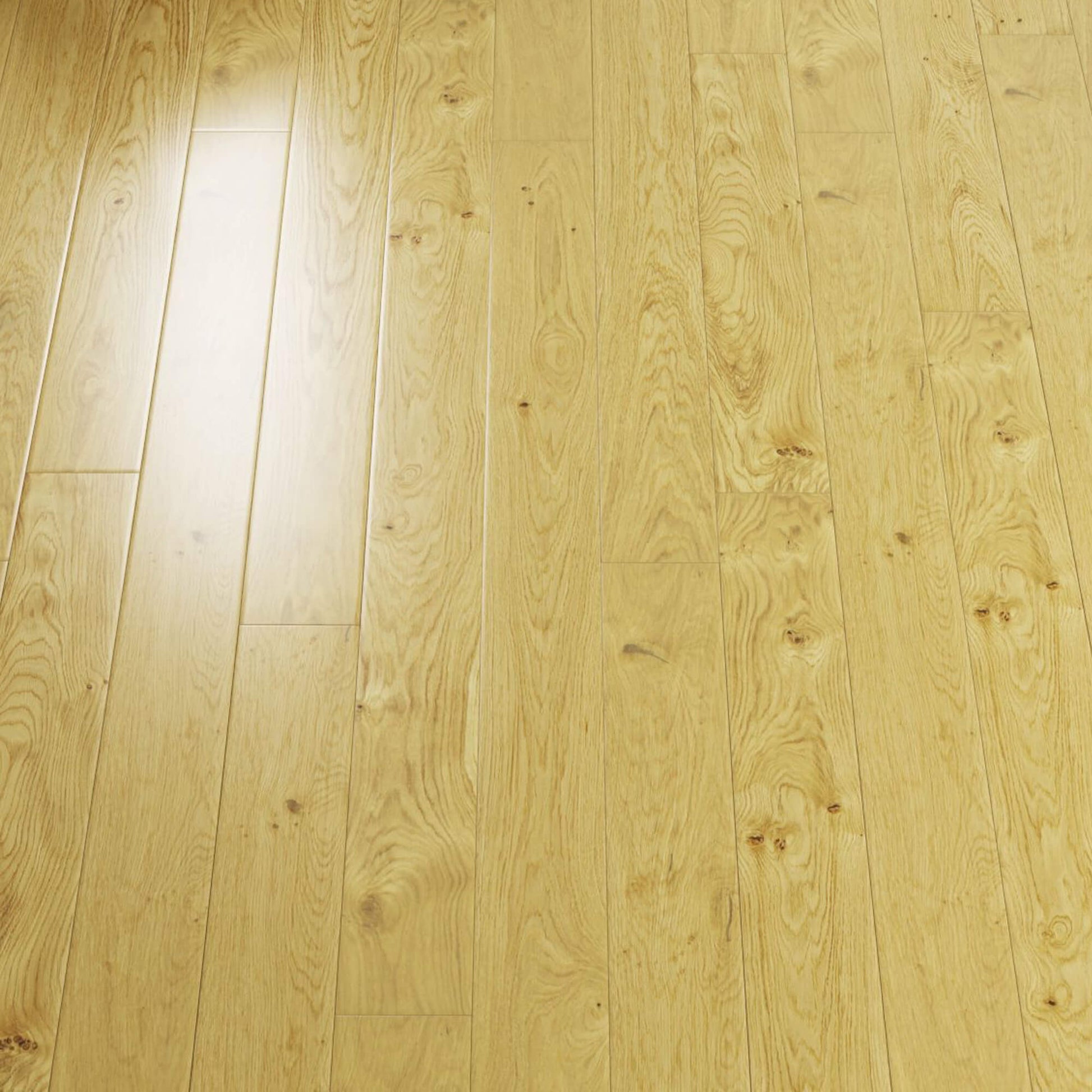 Close-up of Natural Oak Lacquered 150mm Engineered Wood Flooring with visible grain and texture