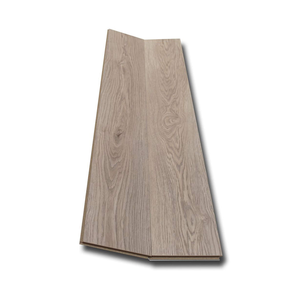 Natural Sterling Oak laminate flooring boards showing installation system.