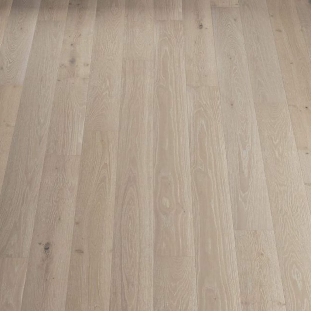 Close-up of a Potters Grey Oak Matt Lacquered 190mm Engineered Wood Flooring with visible grain and texture.