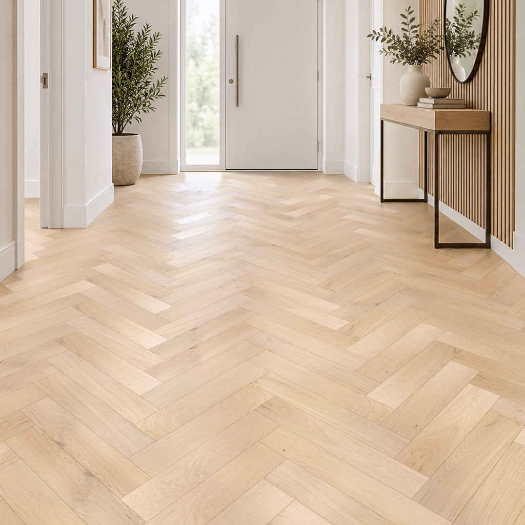 Scandi Oak Herringbone Matt Lacquered Engineered Wood Flooring (120mm Wide Board)