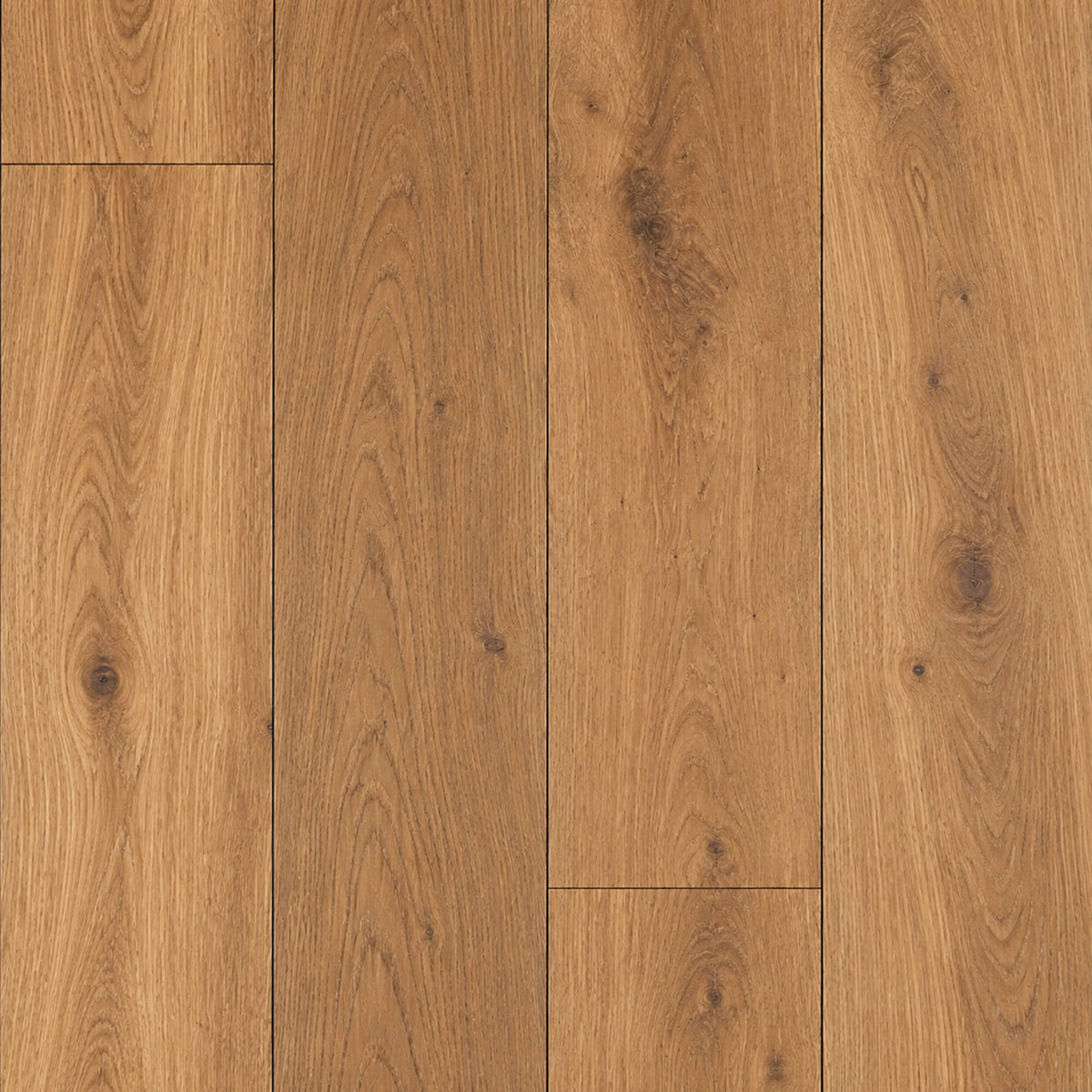Close-up of the colour and grain of Smoked Oak matt lacquered engineered wood plank flooring. 
